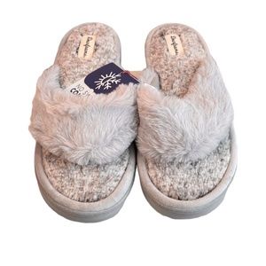 Dearfoams Womens Thong‎ Style Gray Indoor Outdoor Slippers Size 11-12 XL